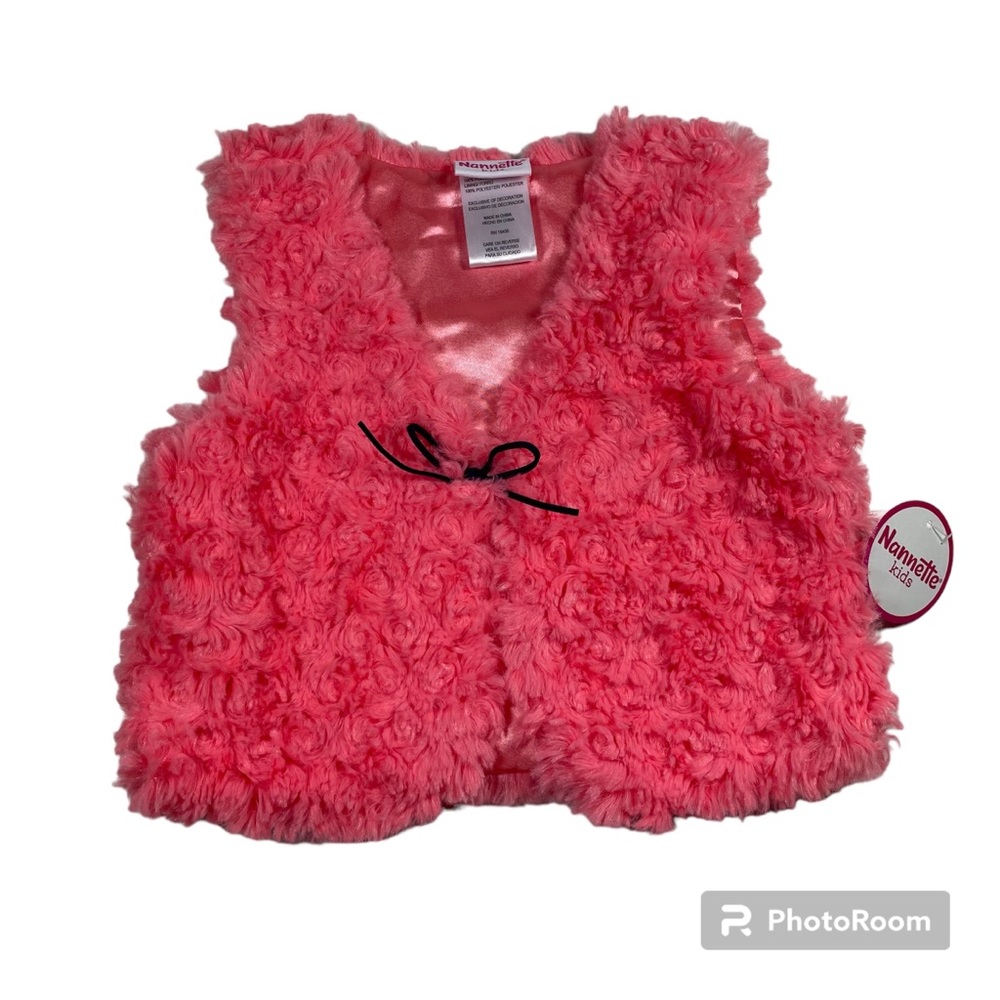 NWT Nannette Faux Fur Vest With Bow On Front Size 3T